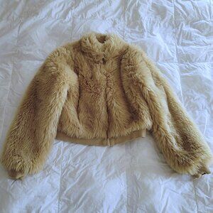 Janie and Jack Tan Faux Fur Bomber Coat 7-8
